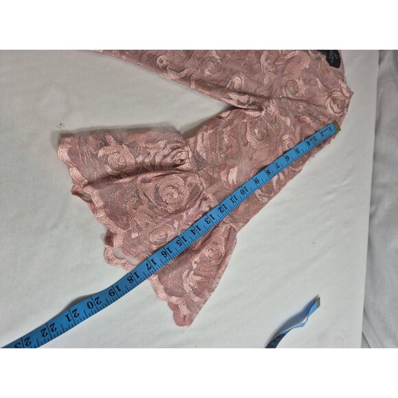 Adrianna Papell Women's Dress Size 10 V-Neck Bell Sleeves Embroidered Pink (63) - Picture 13 of 15